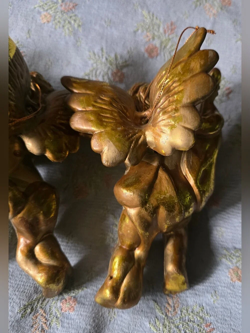 3 Pc Gold Cherub Ornament Lot